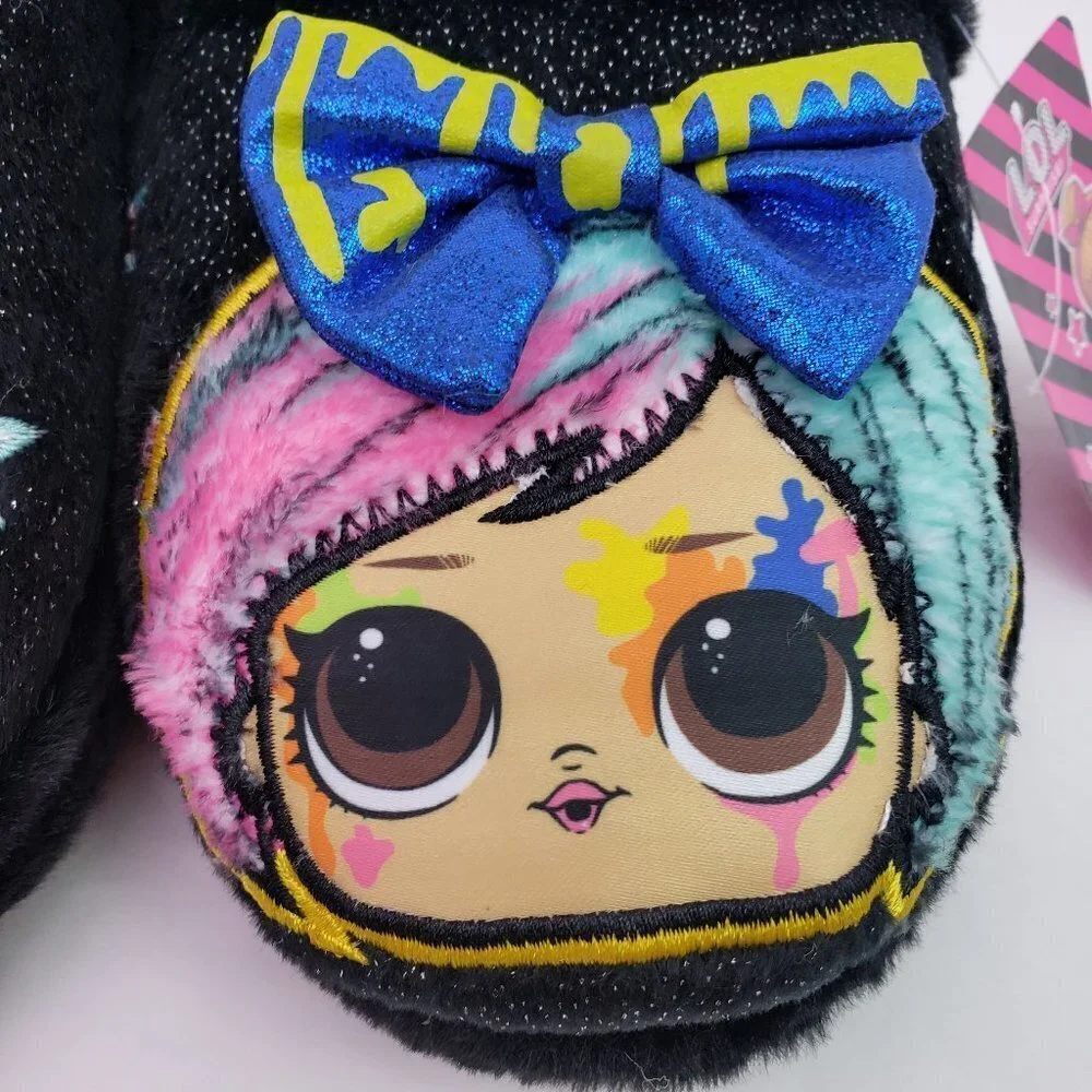 LOL Surprise BBs Run The World Girls Size 2/3 Black Pink Comfy Slip On Slippers